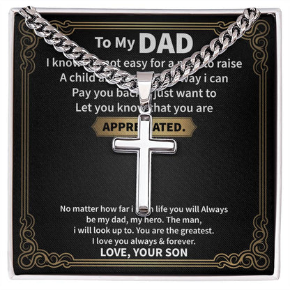 Personalized Steel Cross Necklace on Cuban Chain